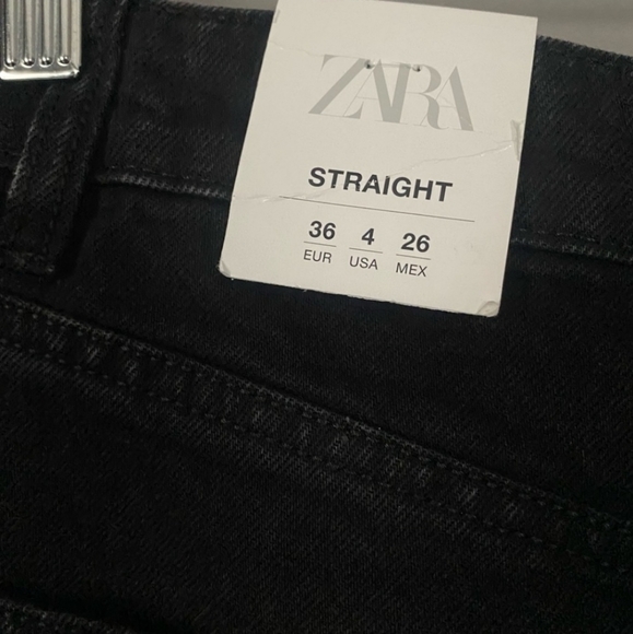 ZARA Straight Leg Button Fly High Rise Ankle Black Jeans NWT Size 4 - Picture 5 of 7